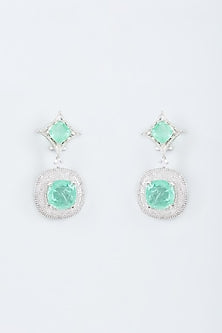 White Finish Zircon Handcrafted Earrings