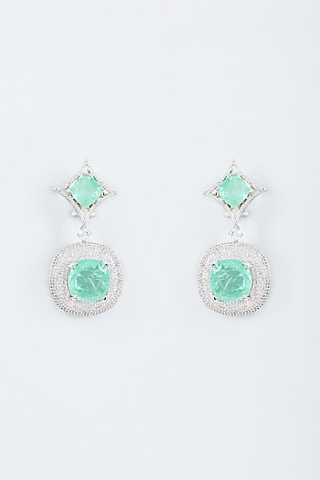 White Finish Zircon Handcrafted Earrings