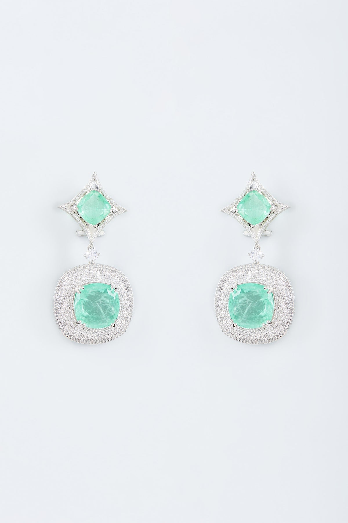 White Finish Zircon Handcrafted Earrings
