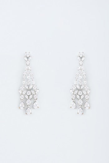 White Finish Zircon Handcrafted Earrings