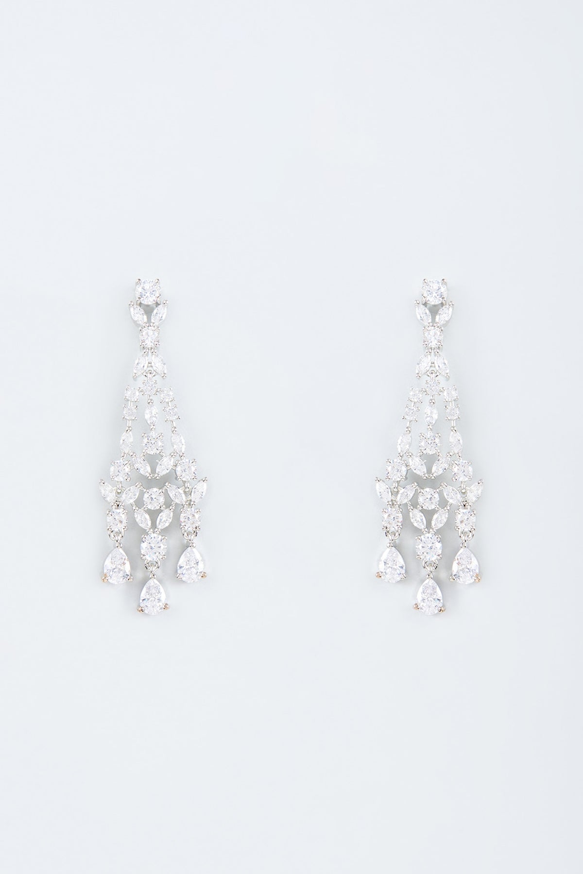 White Finish Zircon Handcrafted Earrings