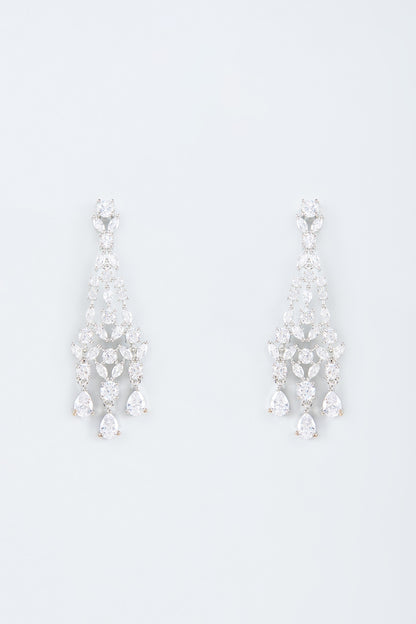White Finish Zircon Handcrafted Earrings