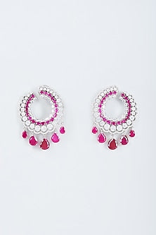 Rose Gold Finish Zircon Handcrafted Chandbali Earrings