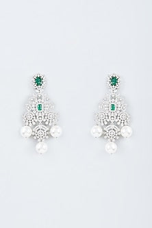 White Finish Zircon Handcrafted Earrings