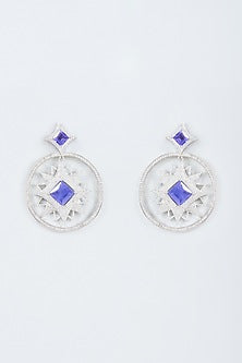 White Finish Zircon Handcrafted Chandbali Earrings
