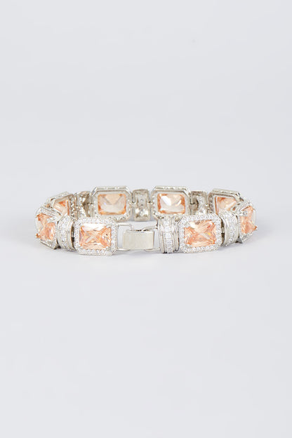 White Finish Zircon Handcrafted Bracelet