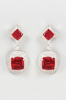 White Finish Zircon Dangler Earrings