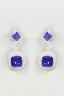 White Finish Zircon Dangler Earrings