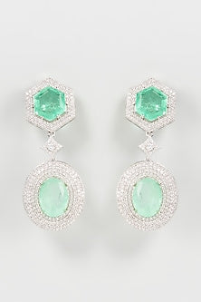 White Finish Zircon Dangler Earrings