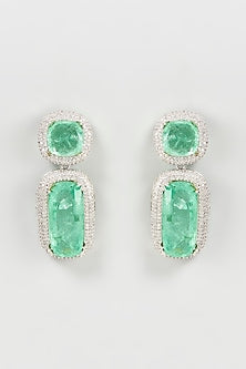 White Finish Zircon Dangler Earrings