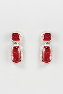 White Finish Zircon Dangler Earrings