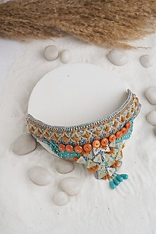 Multi-Colored Stone & Shell Choker Necklace Set