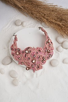 Peach Stone & Beaded Choker Necklace