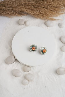 Green Beaded Stud Earrings