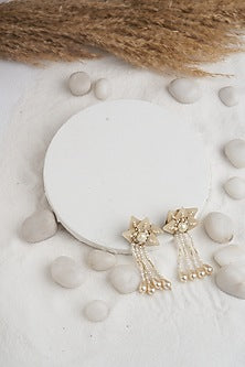 Off-White Pearl & Sequinned Dangler Earrings