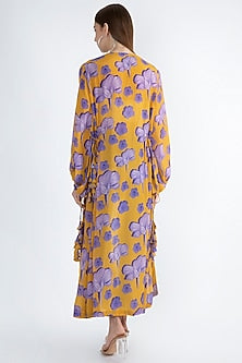 Yellow Digital Printed Jacket With Drawstrings