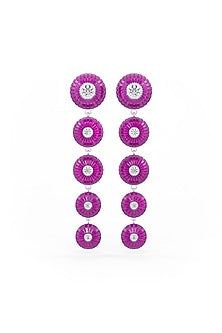 White Rhodium Finish Ruby Synthetic Spinel Dangler Earrings In Sterling Silver