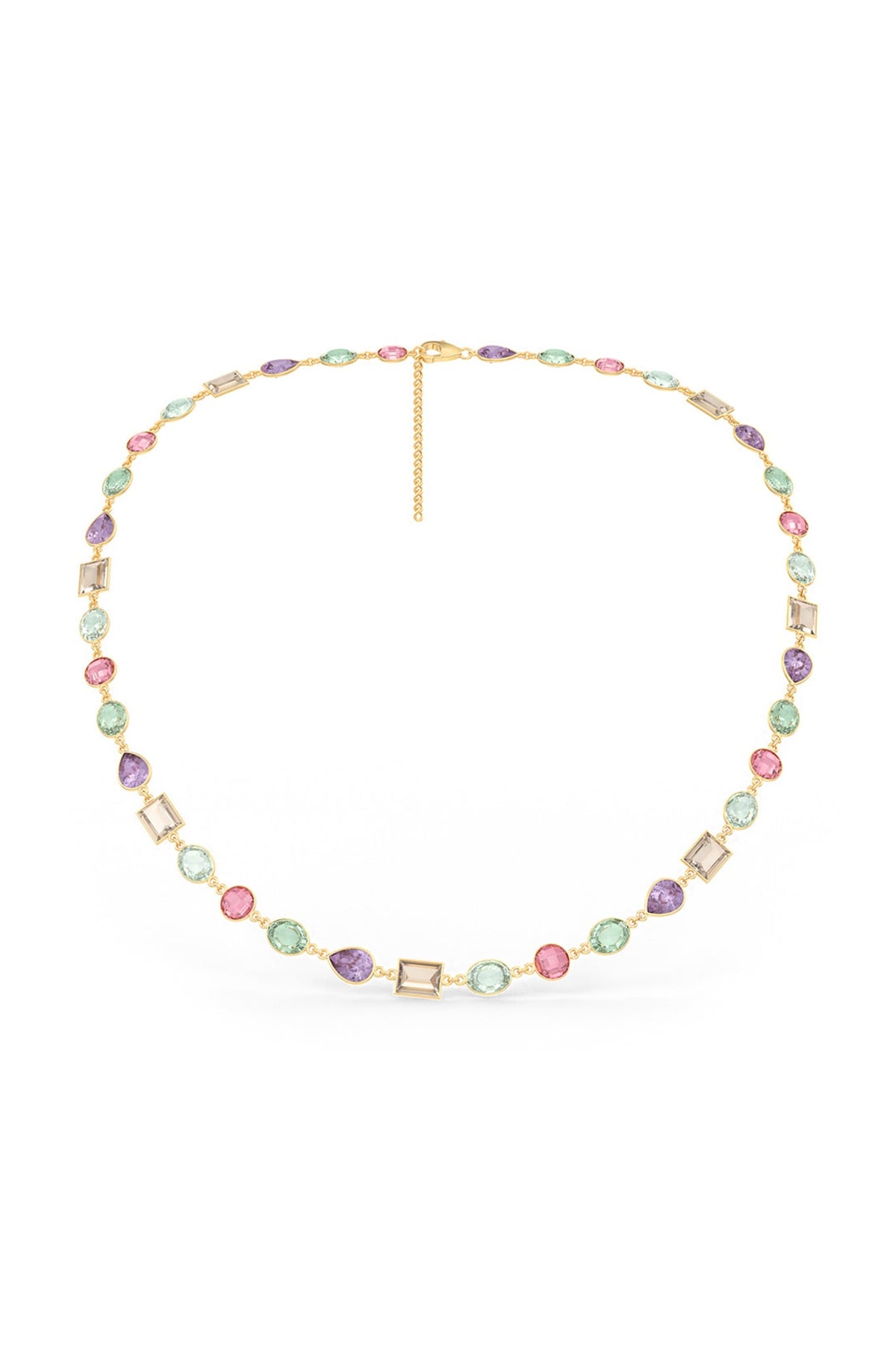 Gold Plated Multi-Colored Stone Whisper Necklace In Sterling Silver