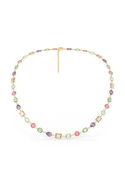 Gold Plated Multi-Colored Stone Whisper Necklace In Sterling Silver