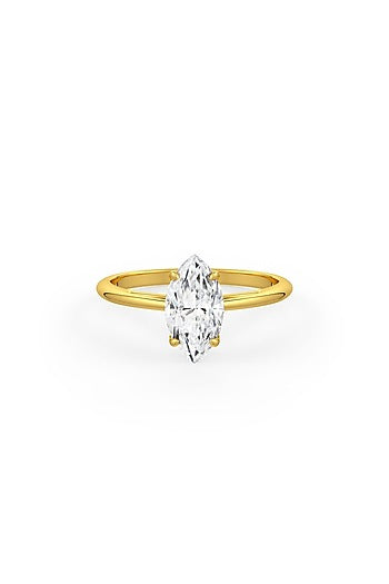 Gold Finish Heart Shaped Cubic Zirconia Ring In Sterling Silver