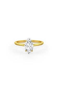 Gold Finish Heart Shaped Cubic Zirconia Ring In Sterling Silver