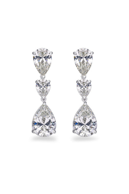 White Rhodium Finish Cubic Zirconia Dangler Earrings In Sterling Silver