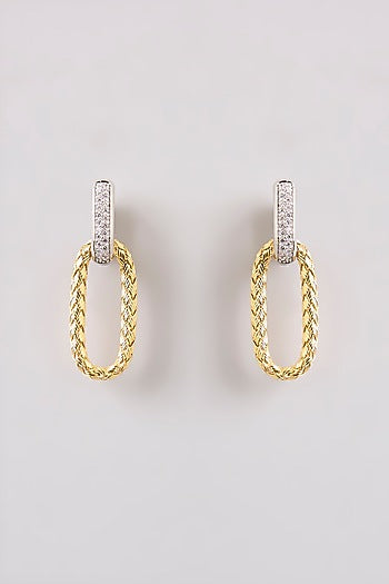 Gold Finish Dangler Earrings In Sterling Silver