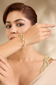 Gold Finish Bracelet In Sterling Silver