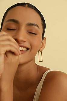 Gold Plated Geometric Hoop Earrings In Sterling Silver