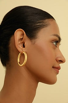 Gold Plated Mirage Textured Hoop Earrings In Sterling Silver