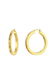 Gold Plated Mirage Textured Hoop Earrings In Sterling Silver