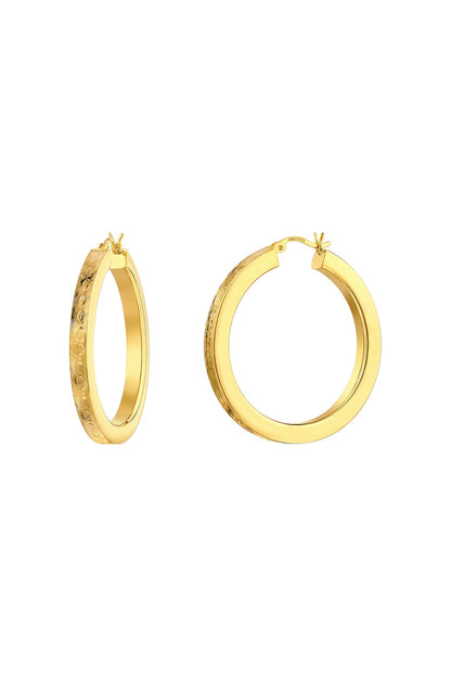 Gold Plated Mirage Textured Hoop Earrings In Sterling Silver