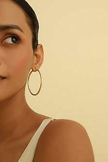 Gold Plated Oval Hoop Earrings In Sterling Silver