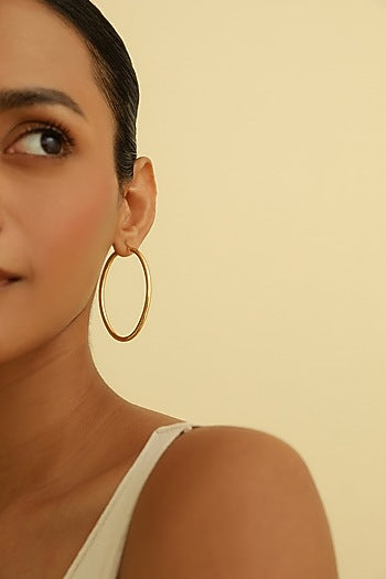 Gold Plated Oval Hoop Earrings In Sterling Silver