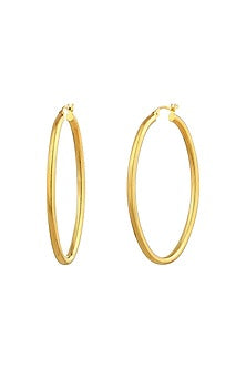 Gold Plated Oval Hoop Earrings In Sterling Silver