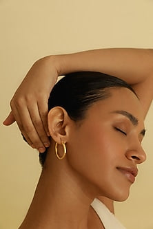 Gold Plated Hoop Earrings In Sterling Silver