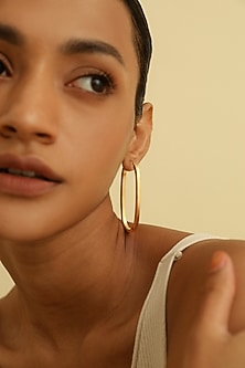 Gold Plated U-shaped Hoop Earrings In Sterling Silver