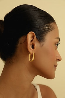 Gold Plated U-shaped Medium Hoop Earrings In Sterling Silver