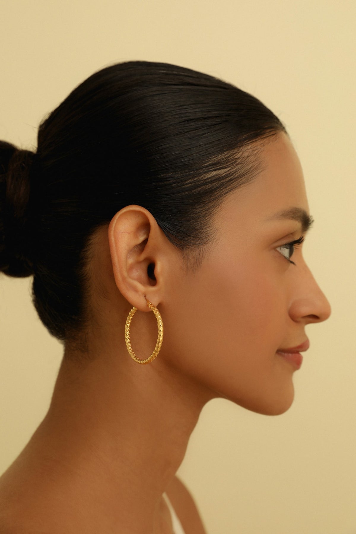Gold Plated Large Hoop Earrings In Sterling Silver