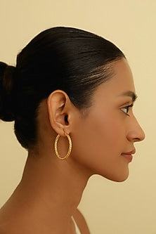 Gold Plated Large Hoop Earrings In Sterling Silver