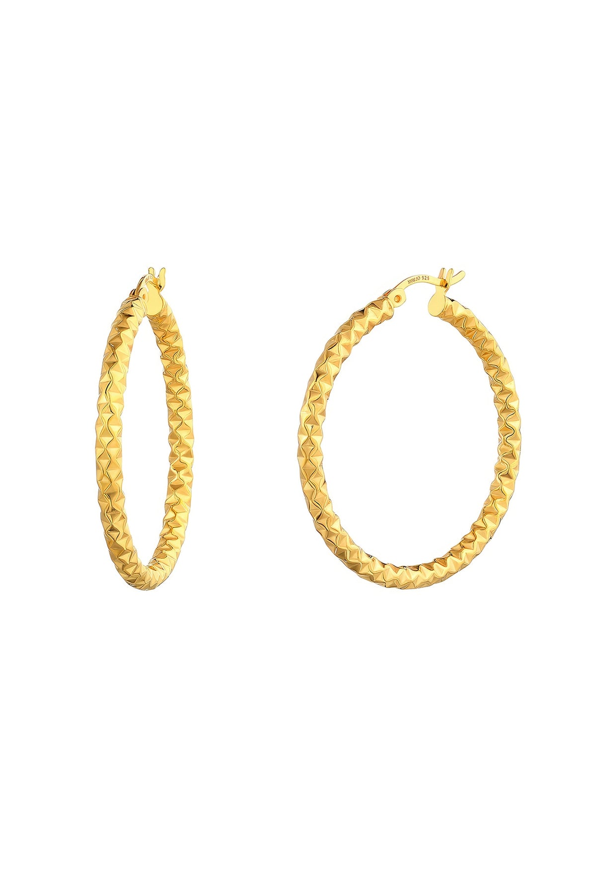 Gold Plated Large Hoop Earrings In Sterling Silver
