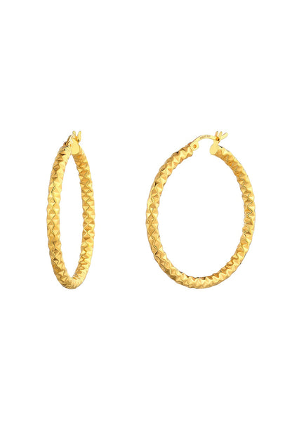 Gold Plated Large Hoop Earrings In Sterling Silver