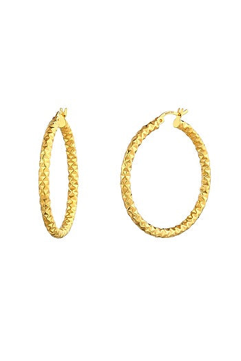 Gold Plated Large Hoop Earrings In Sterling Silver