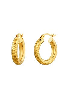 Gold Plated Textured Small Hoop Earrings In Sterling Silver