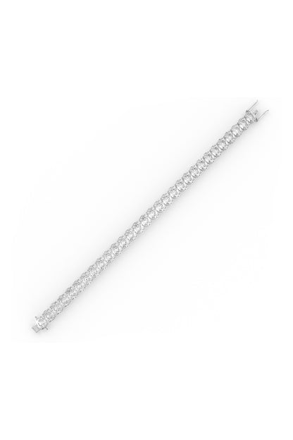 White Rhodium Finish Oval-Shaped Cubic Zirconia Crystal Tennis Bracelet In Sterling Silver