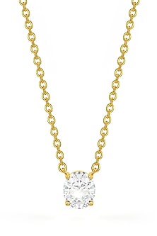 Gold Finish Oval-Shaped Cubic Zirconia & Crystal Pendant Necklace In Sterling Silver