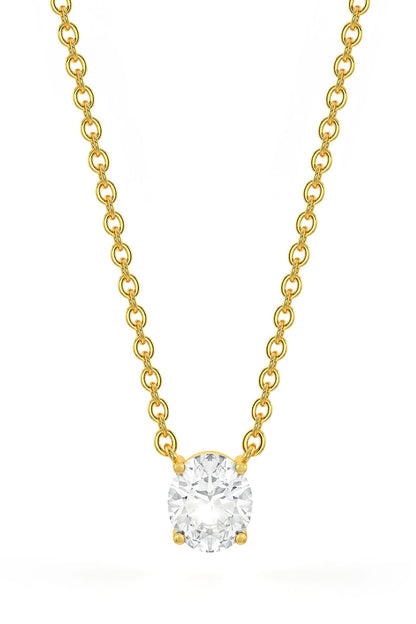 Gold Finish Oval-Shaped Cubic Zirconia & Crystal Pendant Necklace In Sterling Silver