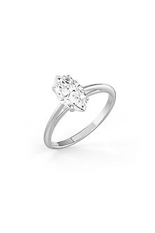 Gold Finish Marquise-Cut Cubic Zirconia Crystal Ring In Sterling Silver
