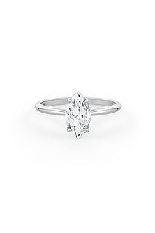 Gold Finish Marquise-Cut Cubic Zirconia Crystal Ring In Sterling Silver