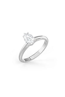 White Rhodium Finish Pear-Shaped Cubic Zirconia Crystal Ring In Sterling Silver